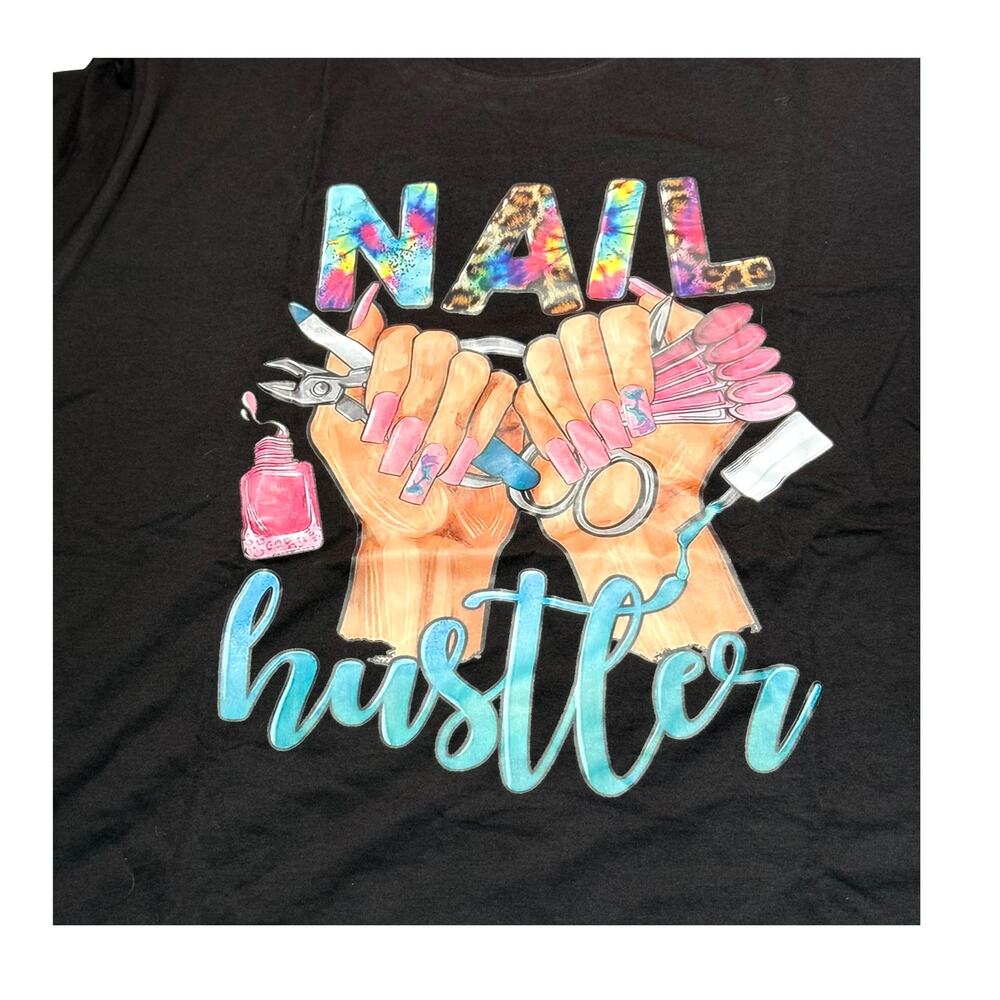 Nail Hustler Black Oversized Graphic Tee 3XL Nail Tech - Picture 2 of 8